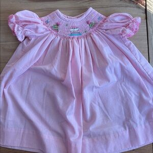 Classic Whimsey Pink Smocked Baby Party Dress
